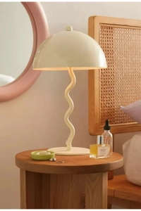 Modern Tasarım Mars Zigzag Abajur Metal Gövde Krem